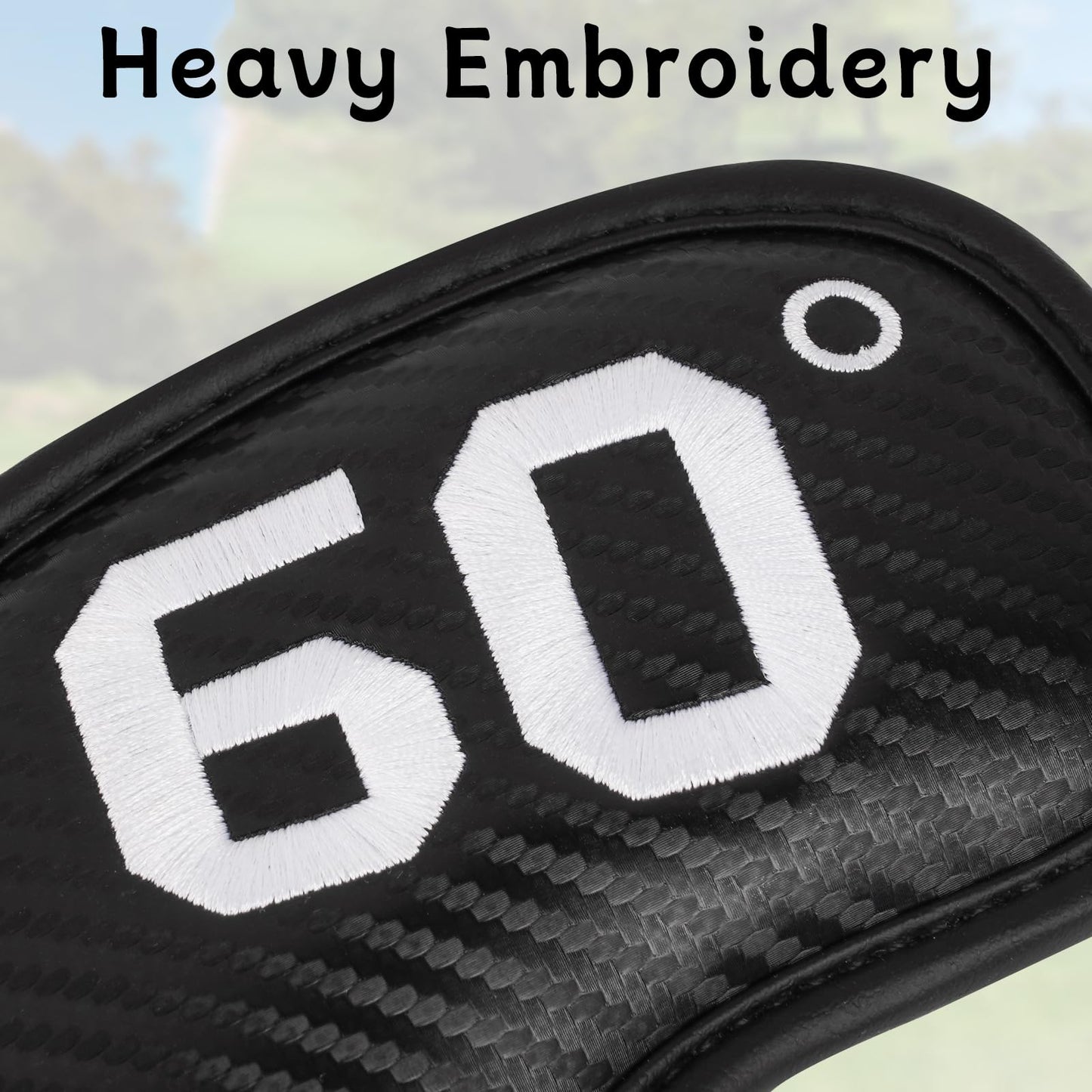 Craftsman Golf 6pcs Golf Club Wedge Covers Protective Headcover 50° 52° 54° 56° 58° 60° on Both Sides Woven Embossed Faux Leather Black fit RH and LH