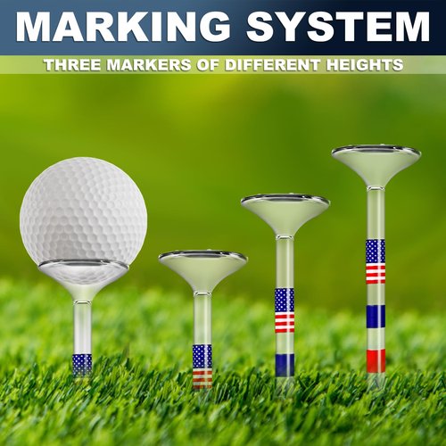 Pulselala Premium Golf Tees, 3 1/4'' Unbreakable Transparent Plastic Golf Tees, Reduces Friction & Side Spin, Golf Accessories Gift for Men American Flag（50 Count）