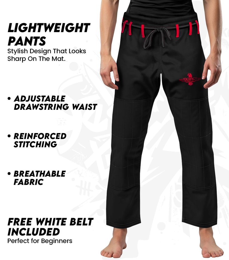 Exxact Sports BJJ Gi Women, Lightweight IBJJF Legal Jiu Jitsu Gi with Preshrunk Fabric & Free Belt for Training & Competition (Black, W1)