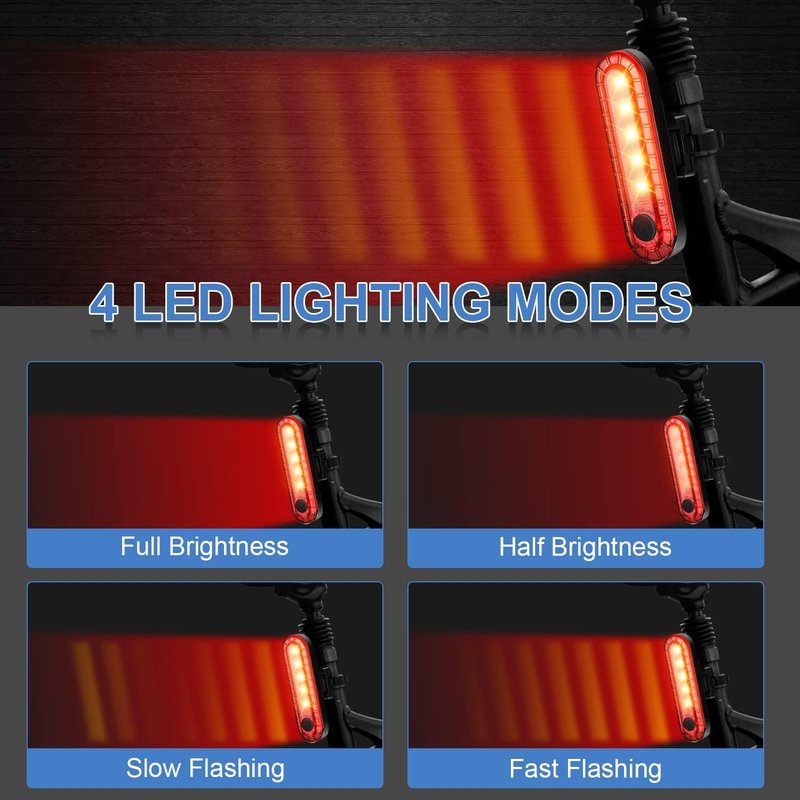 Bike Tail Light 5LED Bike Rear Light Rechargeable Bicycle TailLight Rear Cycling Safety Flashers Blinking 4 Modes (Set A)