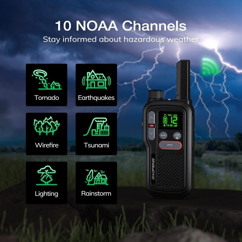 BAOFENG GT-18 Walkie Talkies for Kids Adult, License Free Long Range Rechargeable FRS Two Way Radio,1500mAh Battery, 22 Channels with NOAA, Scan for Camping Hiking Family, 3 Pack (Dark Black)