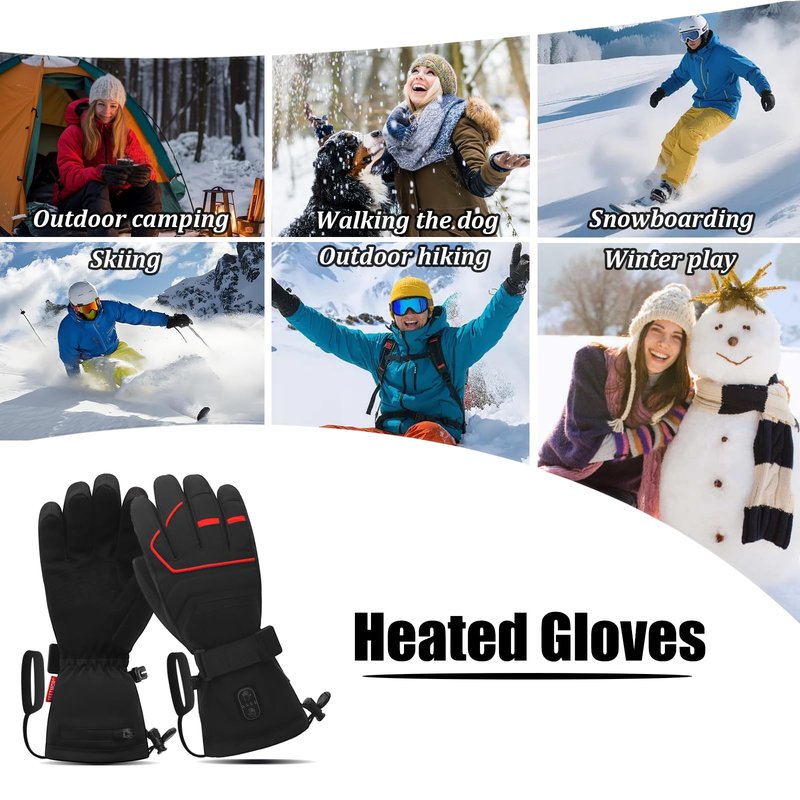 FEETMOR Heated Gloves,Unisex Rechargeable Battery Powered Electric Heating Gloves for Winter Outdoor,Skiing,Camping,Hiking