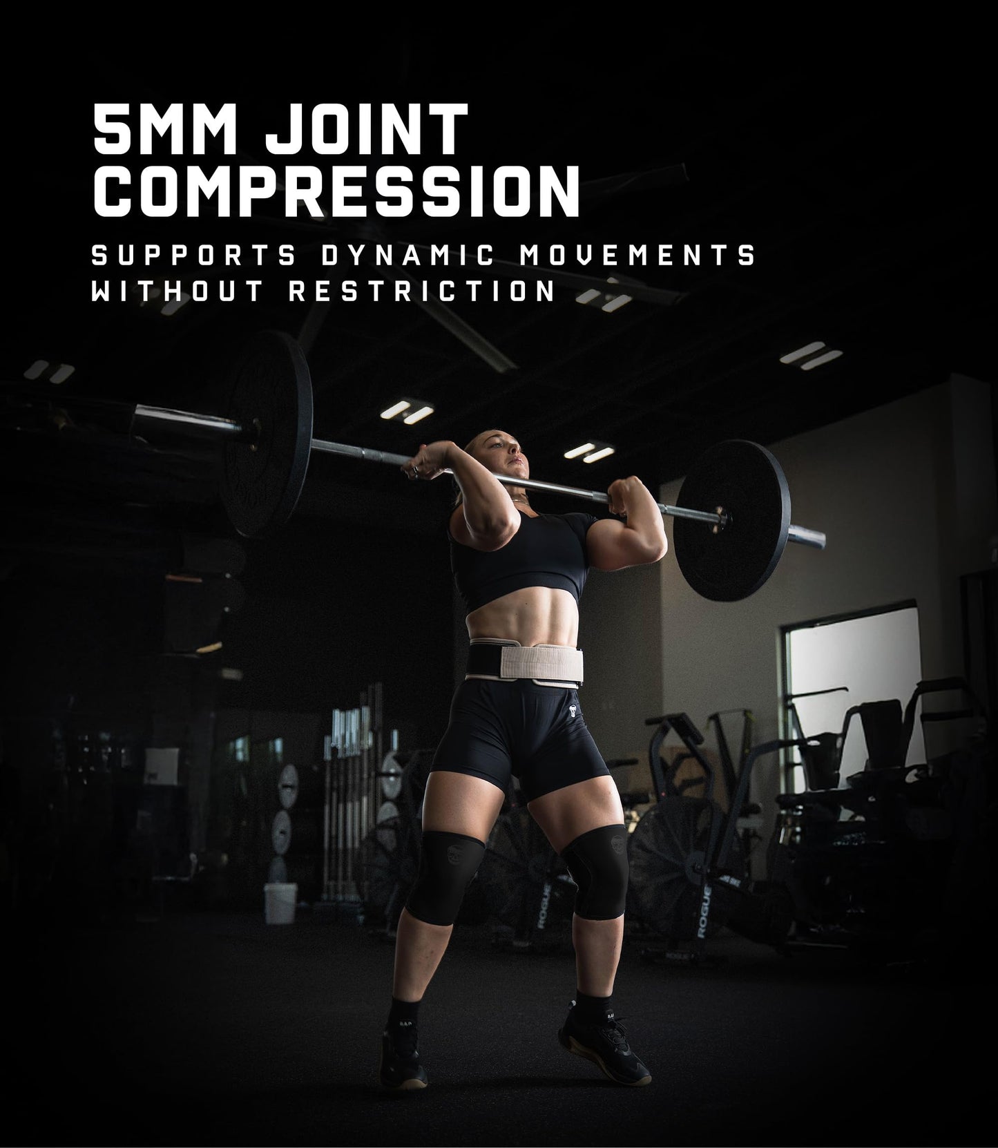 Gymreapers 5MM Knee Sleeves for Weightlifting, Squats, Powerlifting, and Functional Training – Compression Knee Support for Men & Women – Joint Protection & Recovery – Pair (Black/Black, Large)