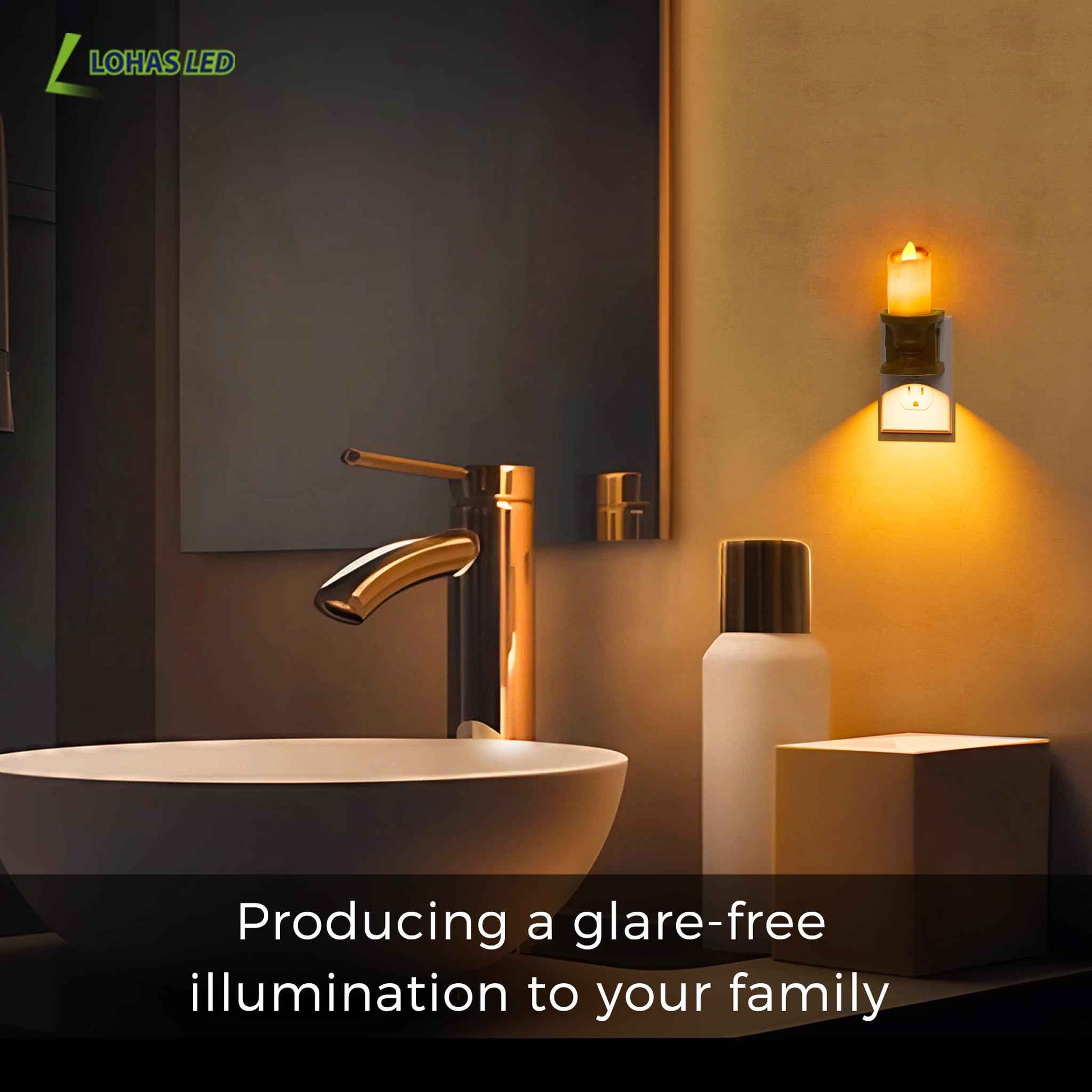 L LOHAS LED Night Light,[2-Pack] Flameless Candle Night Light with 3 Lighting Model, Dusk to Dawn Sensor,0-100LM Brightness Dimmable,Amber Light,Vintage Nightlight for Adults Hallway Bedroom