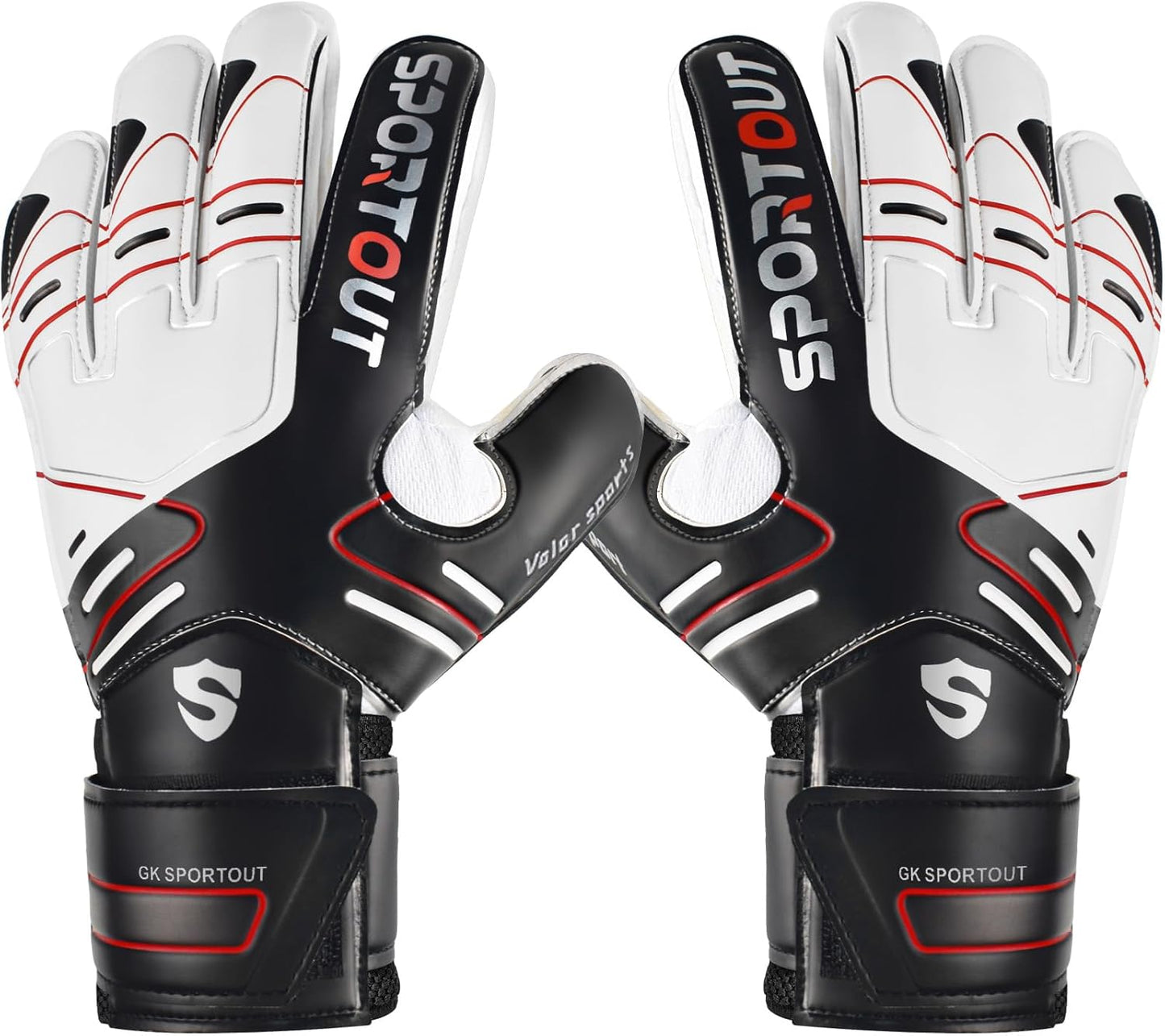 Sportout Goalie Gloves - Strong Grip for Ultimate Saves | Finger Protection & 4+3MM Latex | 4 Colors Available