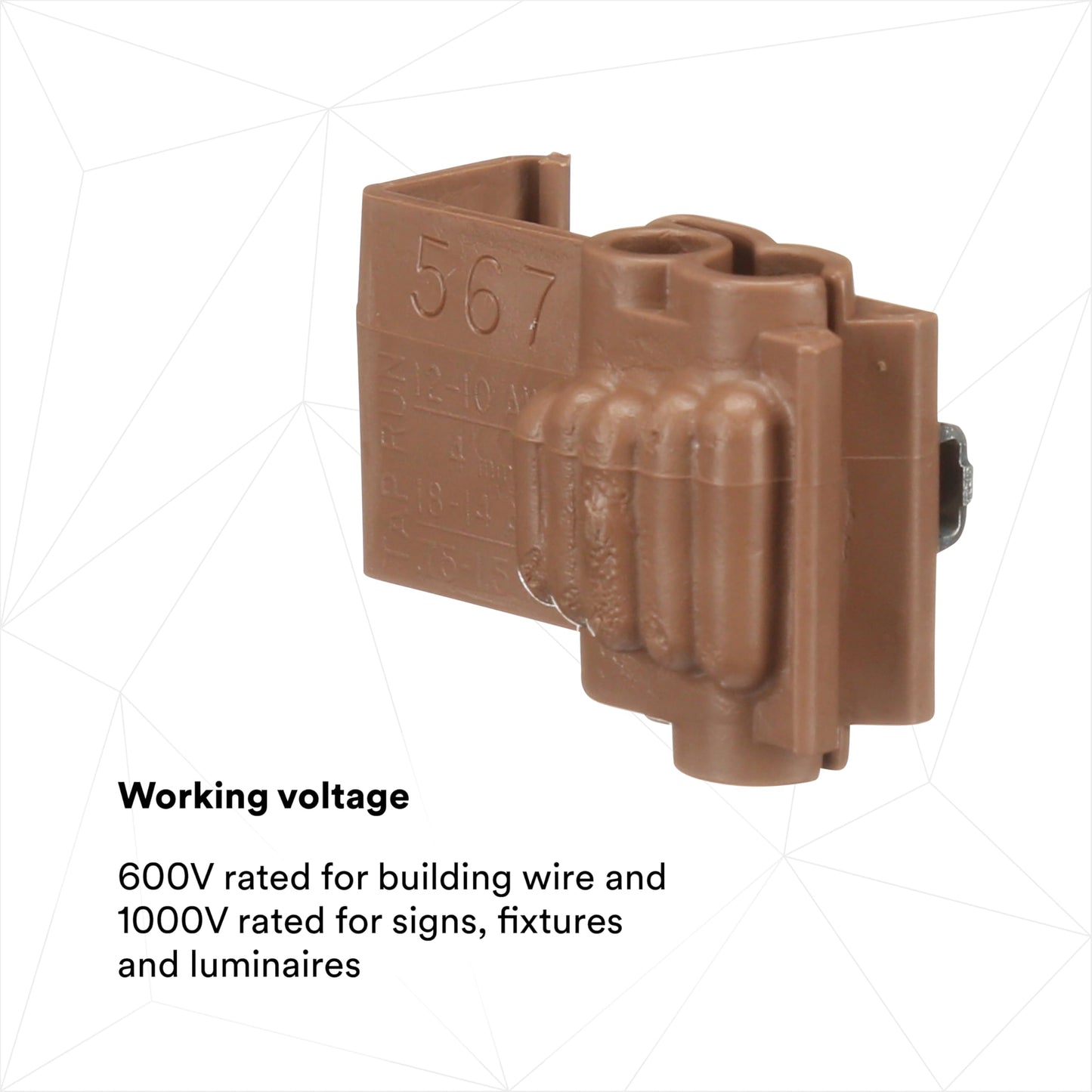 3M Scotchlok Self- Stripping Tap Connectors 567, Run and Tap, Brown, 18-14 Awg (Tap), 12-10 Awg (Run), Bag of 100