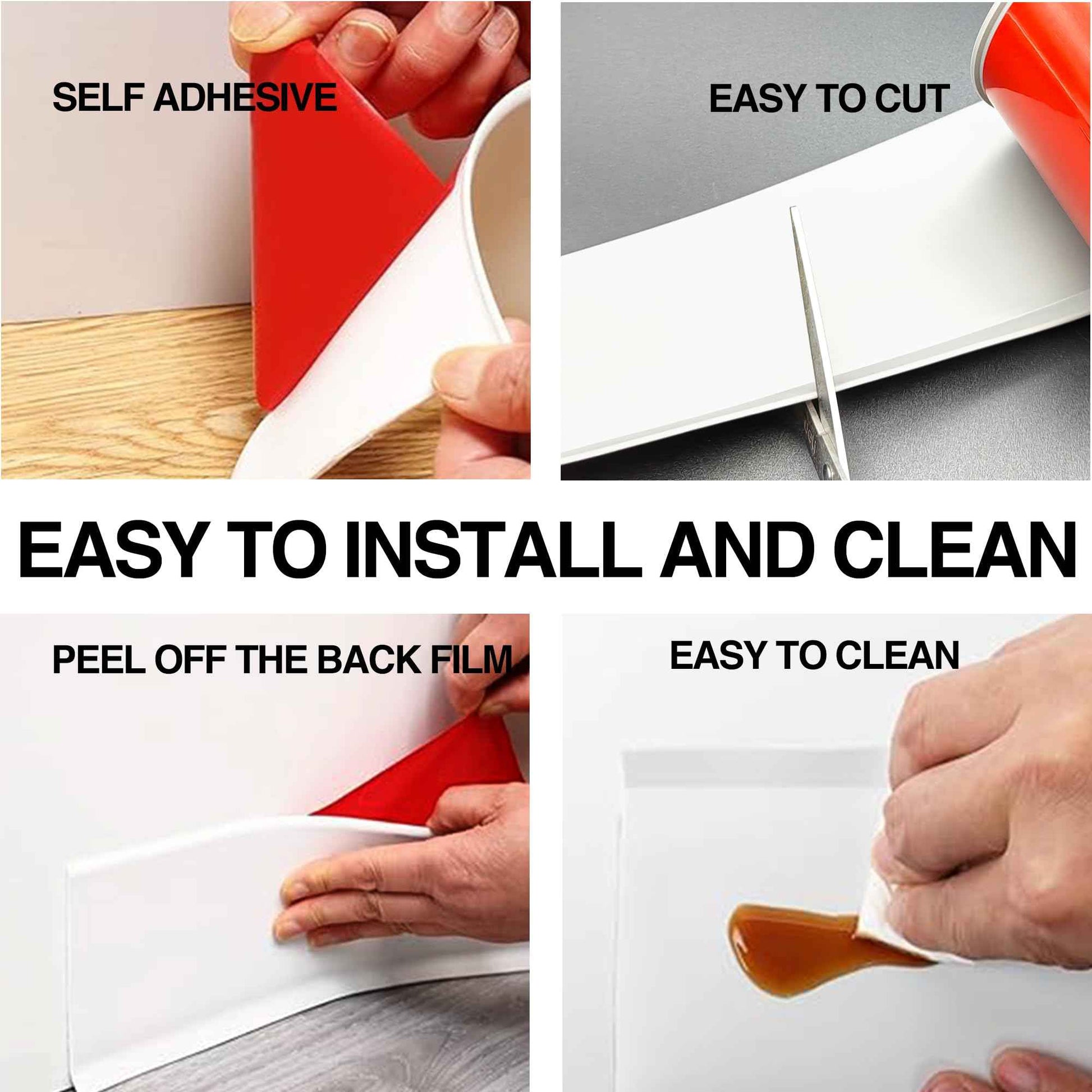 White Wall Molding Trim 3 Inch x 10 Feet, Wall Base Baseboard Molding Trim Flexible Self Adhesive Rubber Wall Base Moulding Trim Peel and Stick Design Home Decoration Skirting Strip