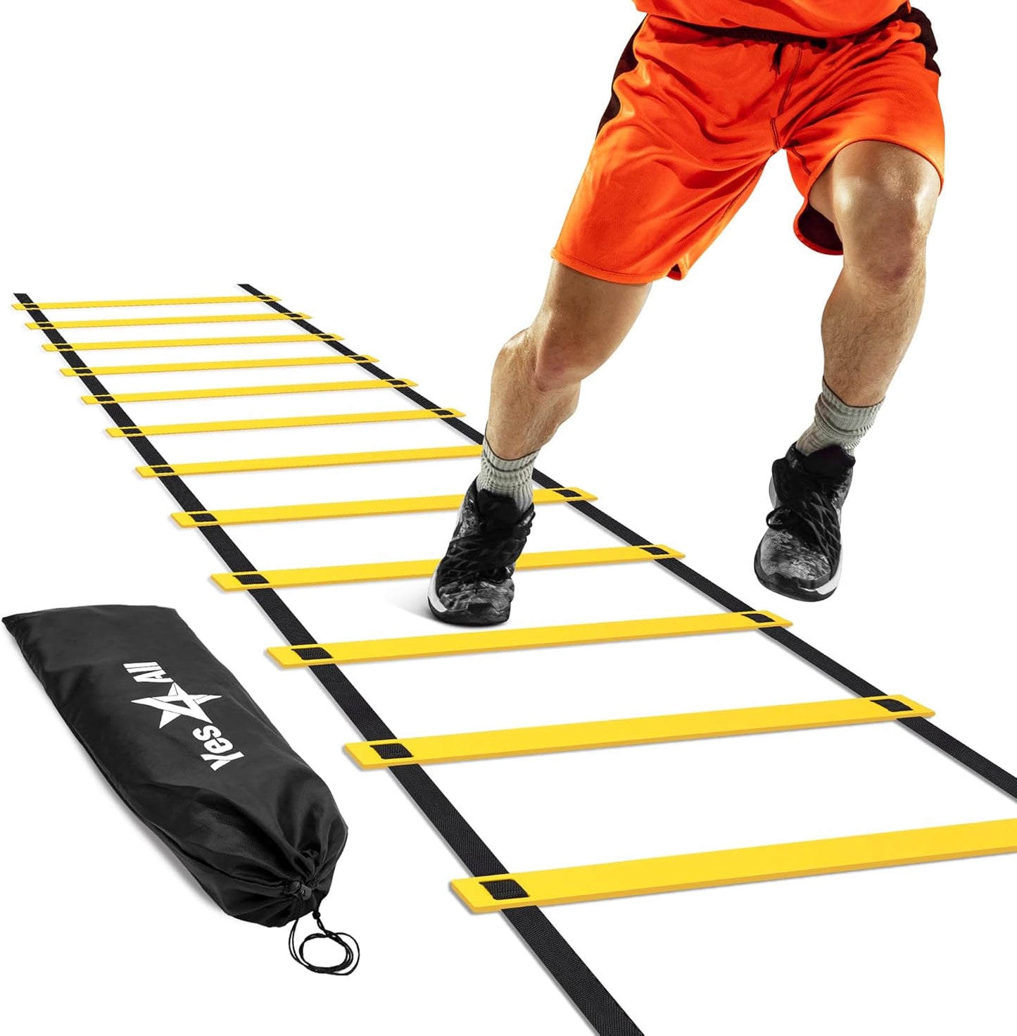 Yes4All Agility Ladder - Speed Training Equipment for All Ages | Adjustable, Durable & Portable with Carry Bag