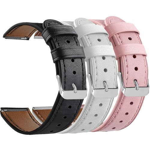 FitTurn Compatible with FITVII H56 HM57 HM78, RUIMEN D1 H1, TOOBUR IDW16, KEEPONFIT IDW21, TOZO S5 Fitness Tracker Bands Leather Quick Release Watch Band Strap for FITVII H56 Fitness Tracker (Tricolor*C)