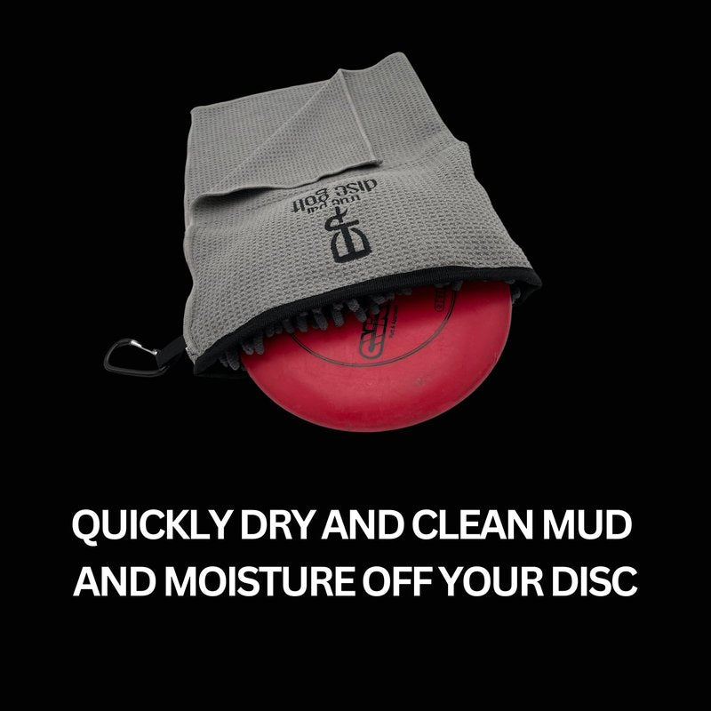True Par Disc Golf Disc Golf Towel & Cleaning Tool Combo | Microfiber & Terry Cloth Disc Golf Accessory | Grey