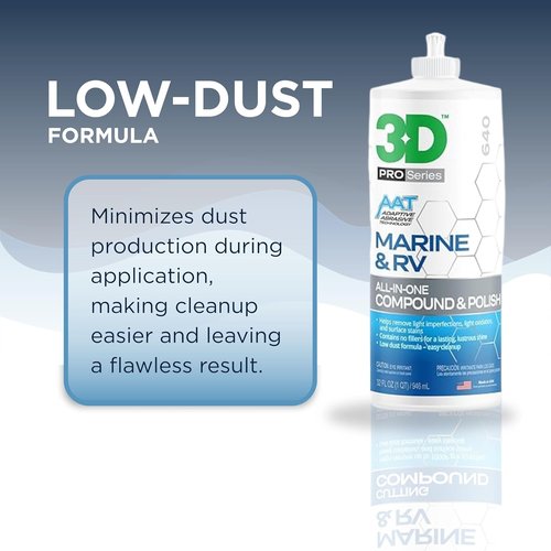 3D Marine & RV Gel-Coat Compound & Polish - Removes Oxidation & Scratches, Deep Shine Protection, 32oz