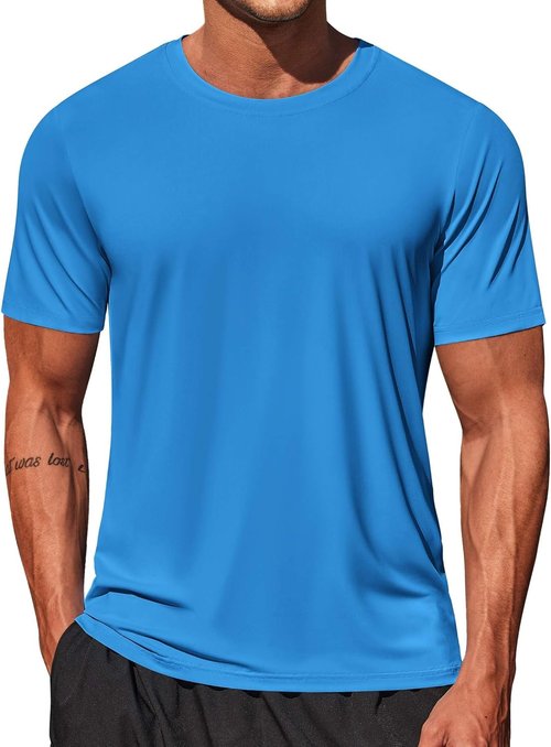 COOFANDY Men's Swim Shirt - Short Sleeve UPF 50+ Rash Guard | Quick-Dry & Breathable Beach T-Shirt