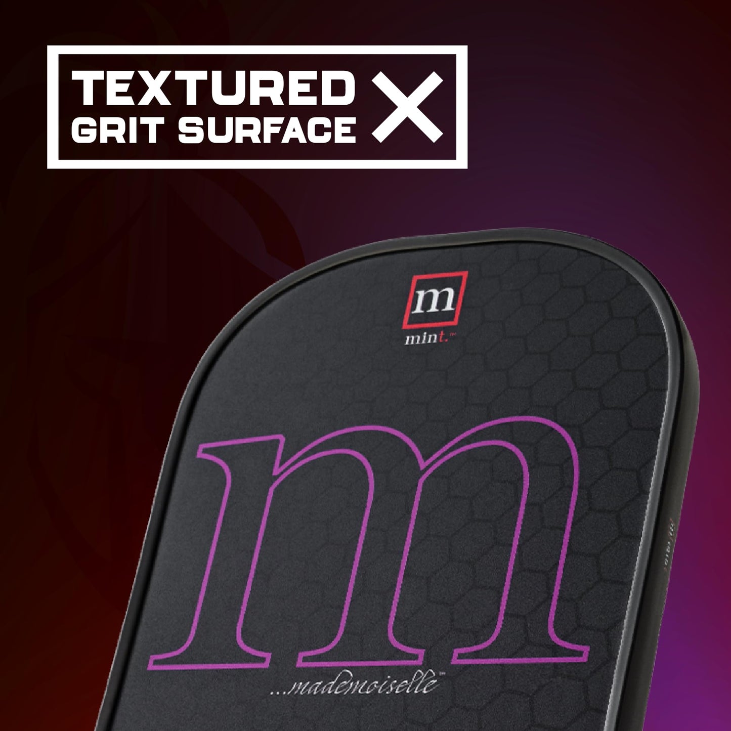 Mint Sport Mademoiselle Pickleball Paddle – T700 Carbon Fiber Pickleball Paddle with 16mm Polypropylene Core, Textured Spin Surface, TPE Edge Guard, USAPA Approved for Competitive Play