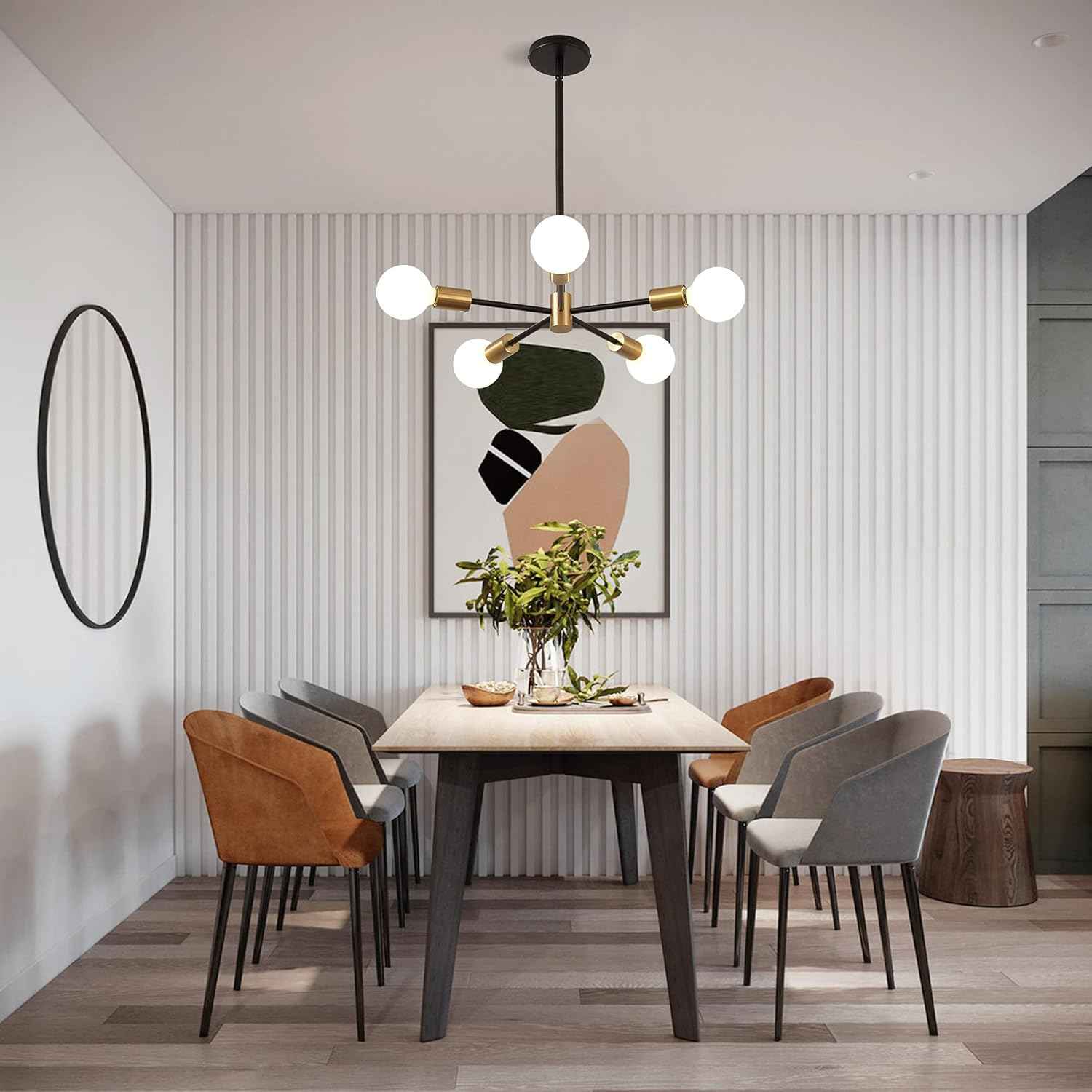 8-Light Gold Sputnik Chandelier - Modern Adjustable Ceiling Light for Dining Room, Kitchen & Foyer