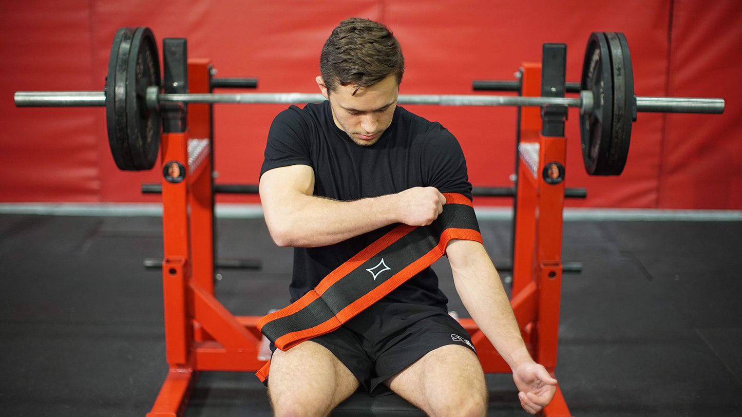 Sling Shot Mark Bell Pushup Exercise Assistance Workout Band for Men and Women to Assist with Bench Press, Dips, and Push Ups – (Level 1 Tension, Red/Black, X-Large)