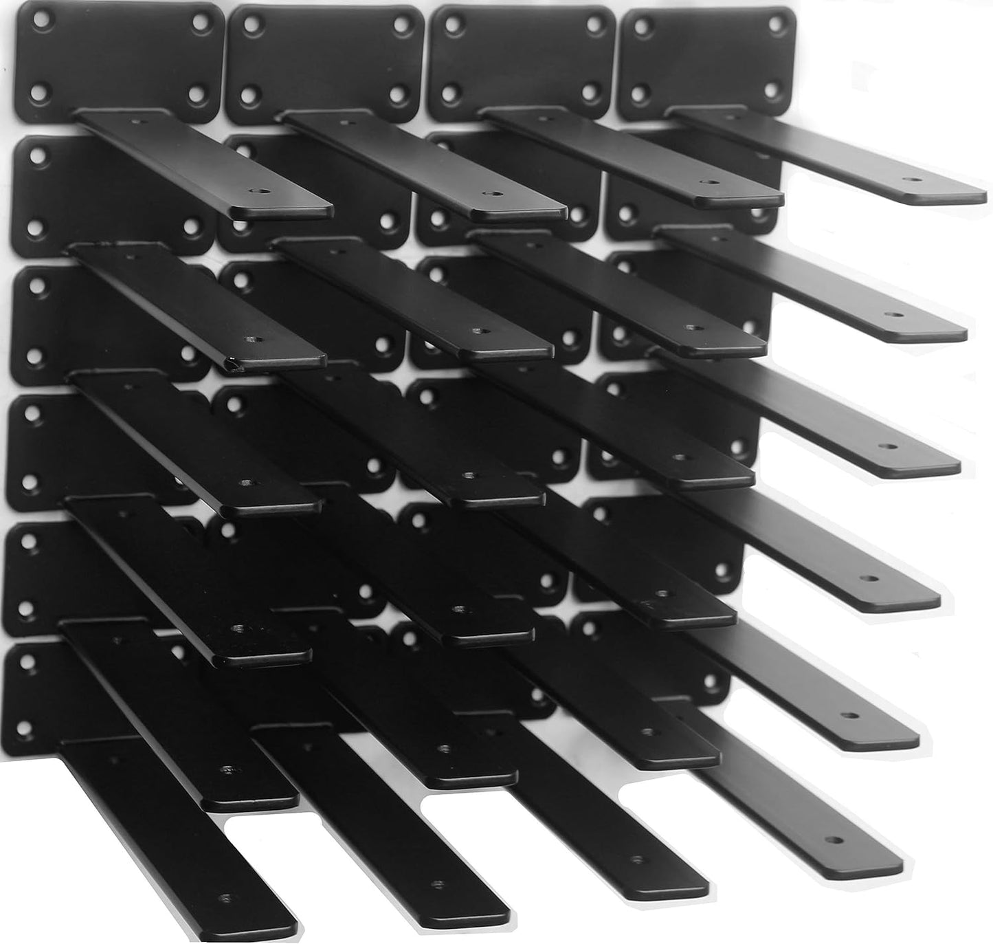 10-Inch Black Iron Floating Shelf Brackets - 12 Pack Rustic Industrial Support