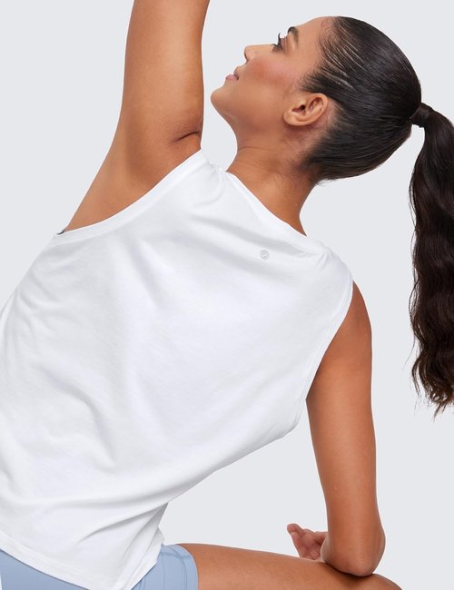 CRZ YOGA Women's Sleeveless Pima Cotton Tank Top - Comfortable Athletic Shirt for Gym & Yoga