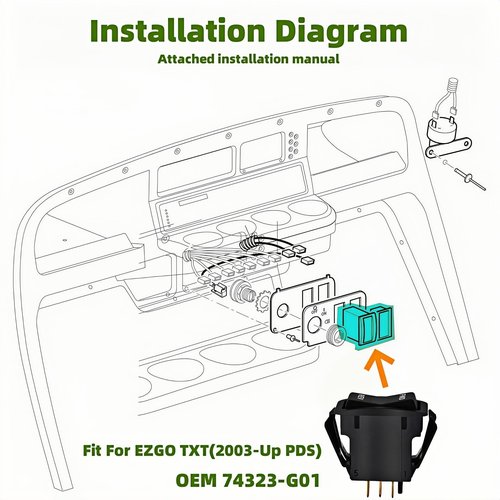 GENOUR EZGO TXT Forward Reverse Switch (2003-Up PDS) - Direct Fit OEM 74323-G01 | Heavy-Duty FNR Switch for 36V/48V Golf Carts | Stops Accidental Shifts