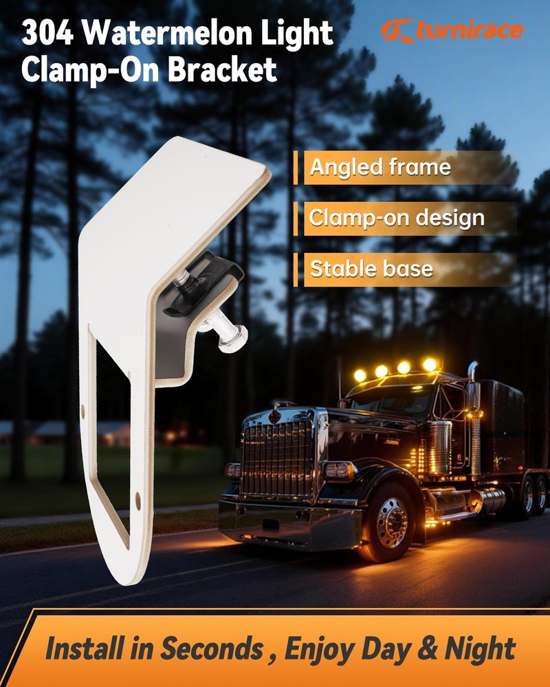 Turnirace Watermelon Light Bracket, Stainless Steel Clamp-On Truck Under Glow Frame Mount, Universal Lights Holder for Truck Trailer RV SUV (1 Pack)