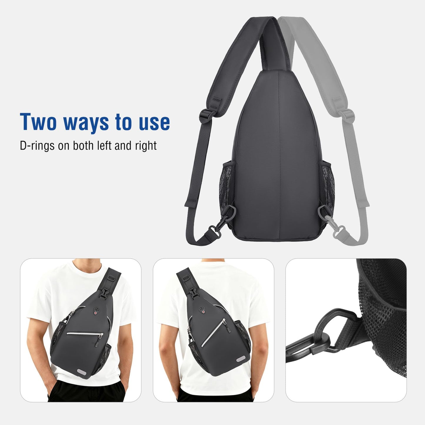 MOSISO Small Sling Bag for Men, Crossbody Shoulder Chest Daypack Bag