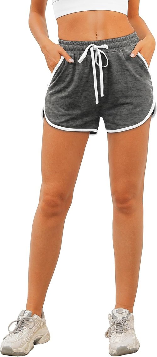 Aloodor Women's Athletic Running Shorts - Dolphin Style with Pockets & Adjustable Drawstring