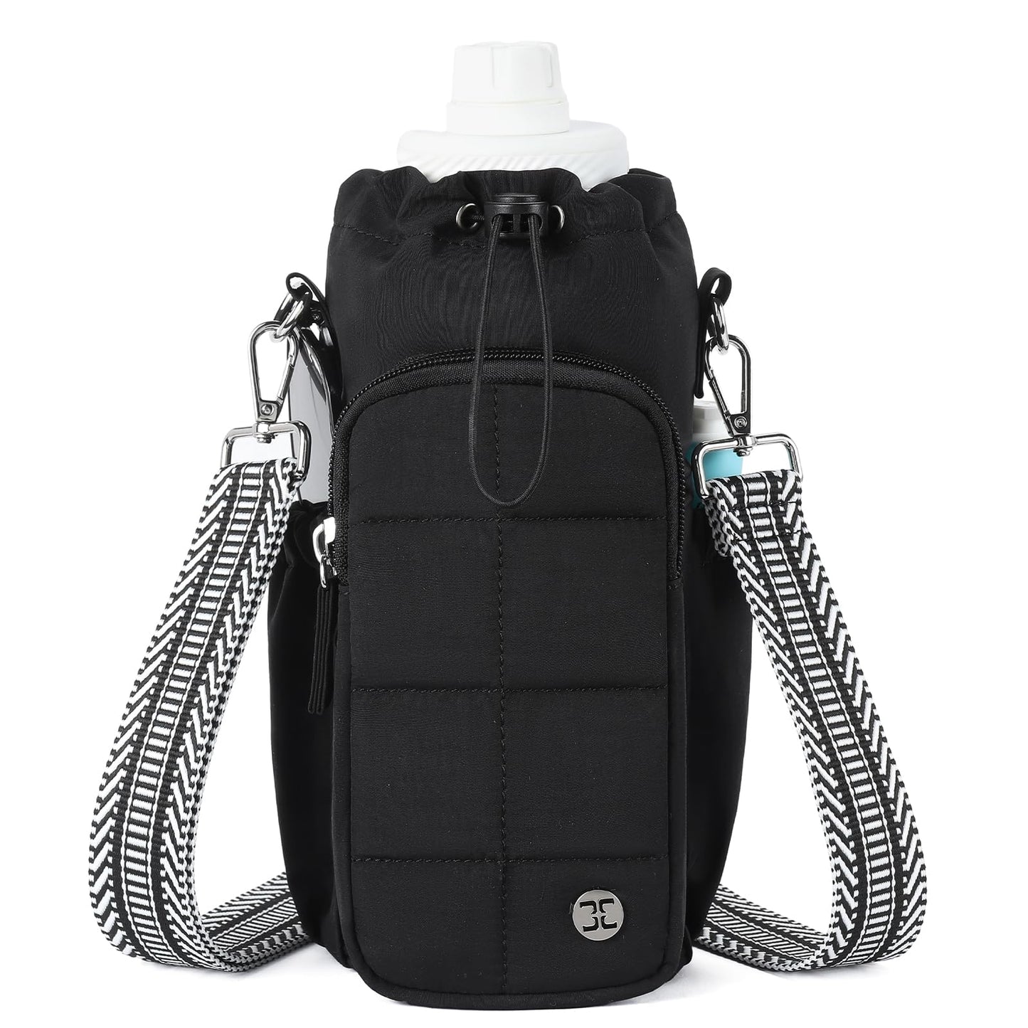 Telena Water Bottle Holder with Strap 40 oz Crossbody Water Bottle Bags for Women Men Walking, Running Black