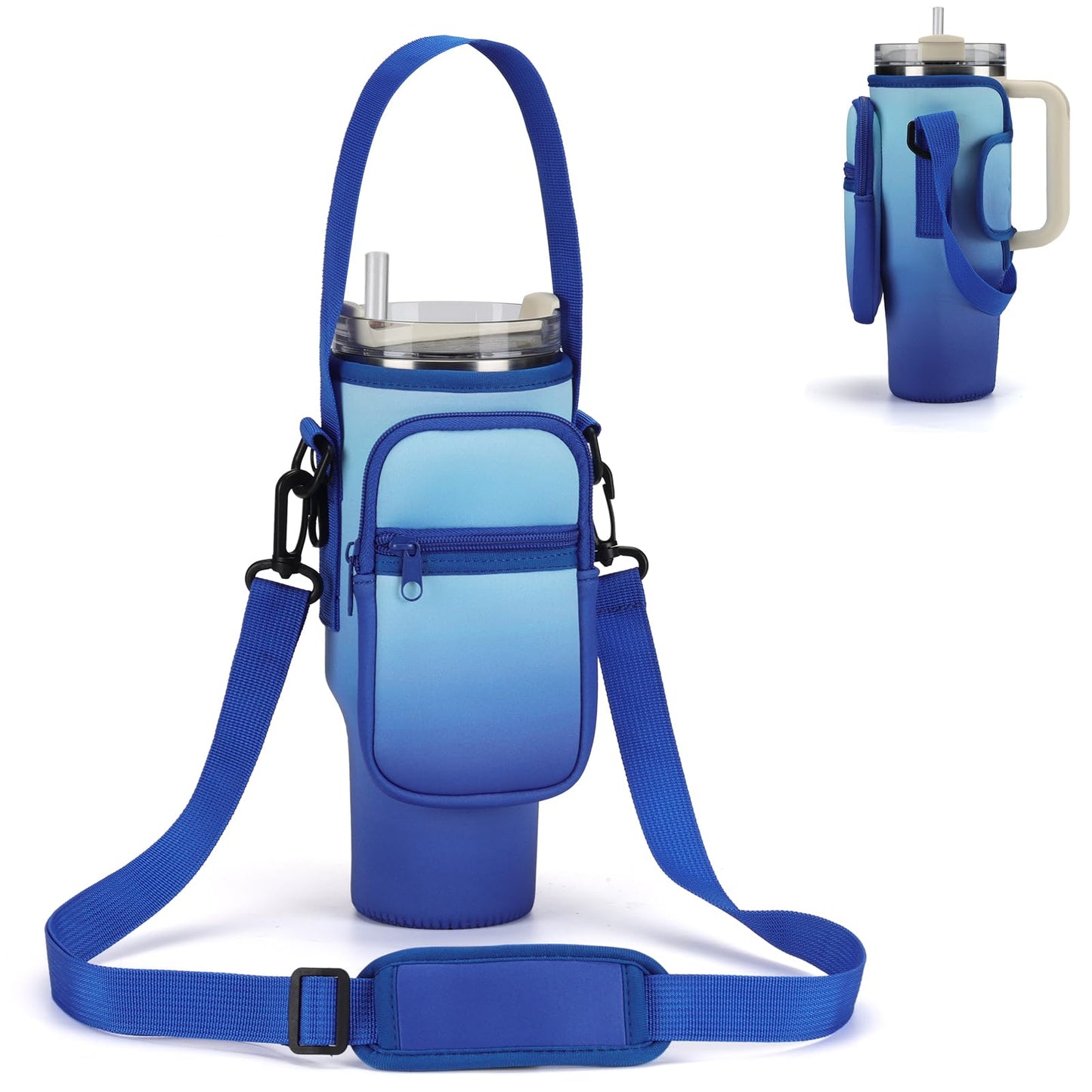 GOEWY Water Bottle Carrier Bag for Stanley Cup 30oz with Phone Pockets