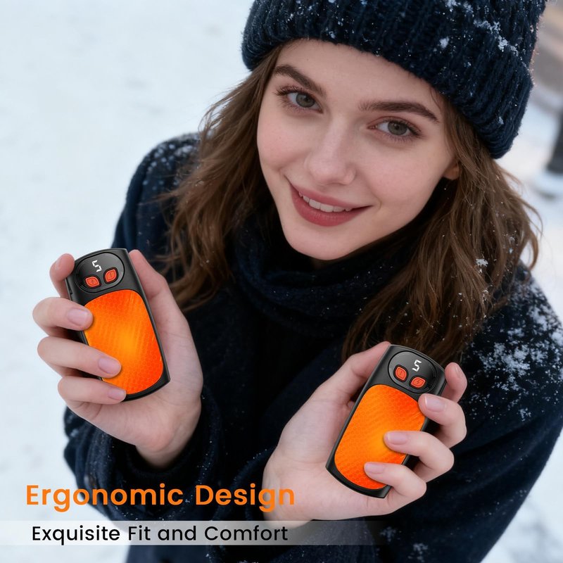 BelleRise Hand Warmers Rechargeable 2Pack,Electric Hand Warmer 20Hrs Long Safe Heat with LED Display,5-Heat Settings,Portable Pocket Heater,Hunting Essentials,Gifts for Christmas,Golf Camping（Black）