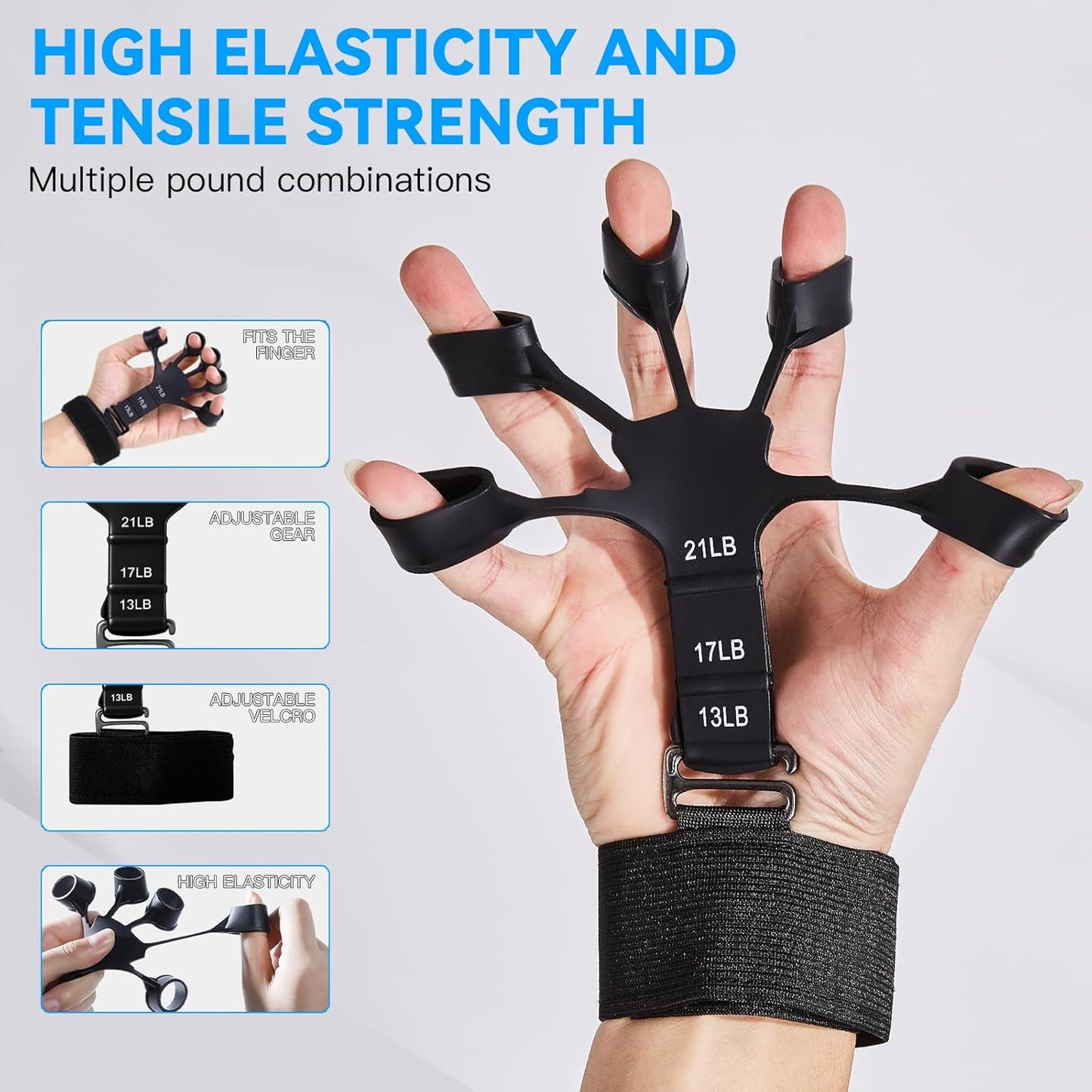 Skiennix 7PCS Grip Strength Trainer Kit - Adjustable Forearm Grips & Finger Stretchers | Hand Training Tools