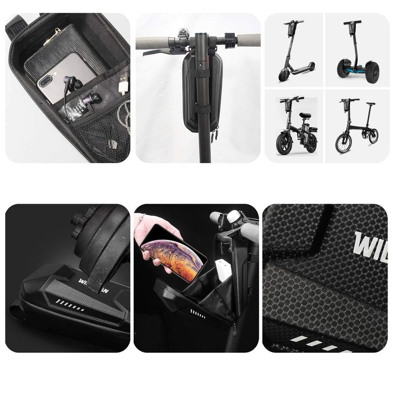 Scooter Storage Bag, Electric Scooter Handlebar Bag, Waterproof Durable EVA Scooters Front Hanging Bag for Mijia M365 Segway ES ES1/ES2/ES3/ES4 Fit for Wallet Glass Carrying Charger Tools Repair Tools