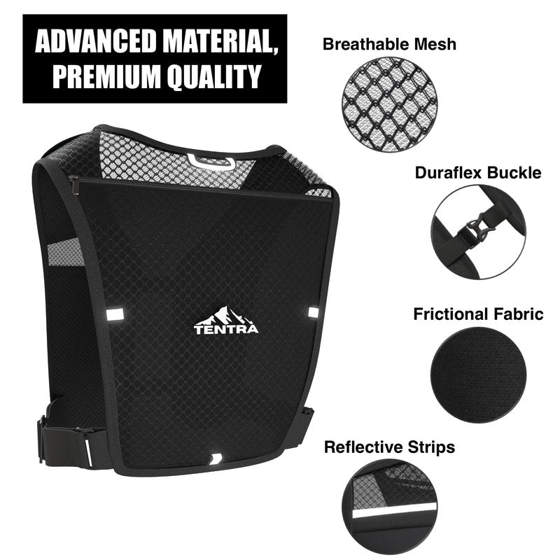 TENTRA Running Vest with 500ml Soft Flask, 8 Pocket Hydration Vest for Women Men – Lightweight Reflective Running Vest with Waterproof Phone Pouch