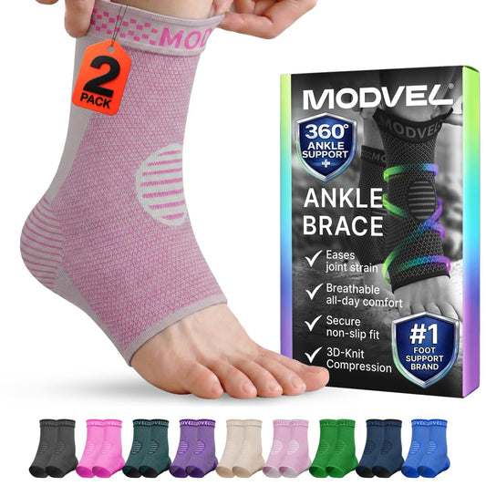 Modvel Foot & Ankle Brace Socks for Sprained Ankle Compression Sleeve - Foot Support for Women & Men - Tendonitis & Arthritis Ankle Brace Sports Running, Torn Ligaments & Women Stabilizing Ankle Wrap