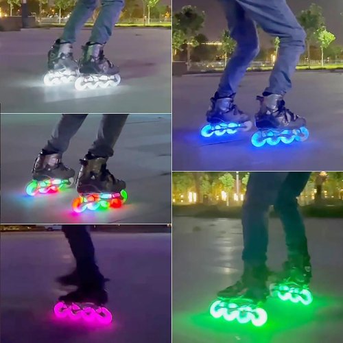 FYANER Light Up Inline Skate Wheels 4 Pack - Luminous Flash Inline Skates Replacement Wheel 76mm(Purple), Universal