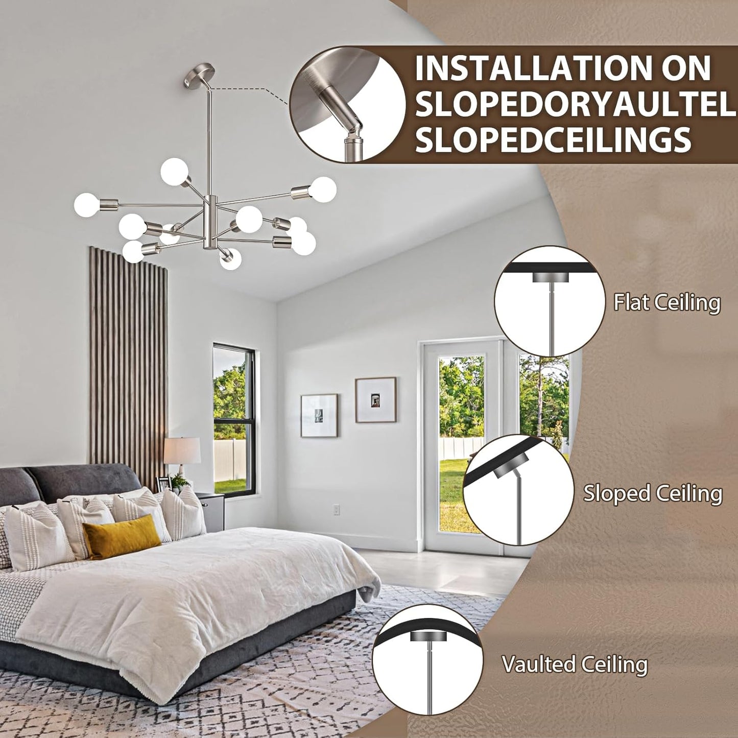 8-Light Gold Sputnik Chandelier - Modern Adjustable Ceiling Light for Dining Room, Kitchen & Foyer