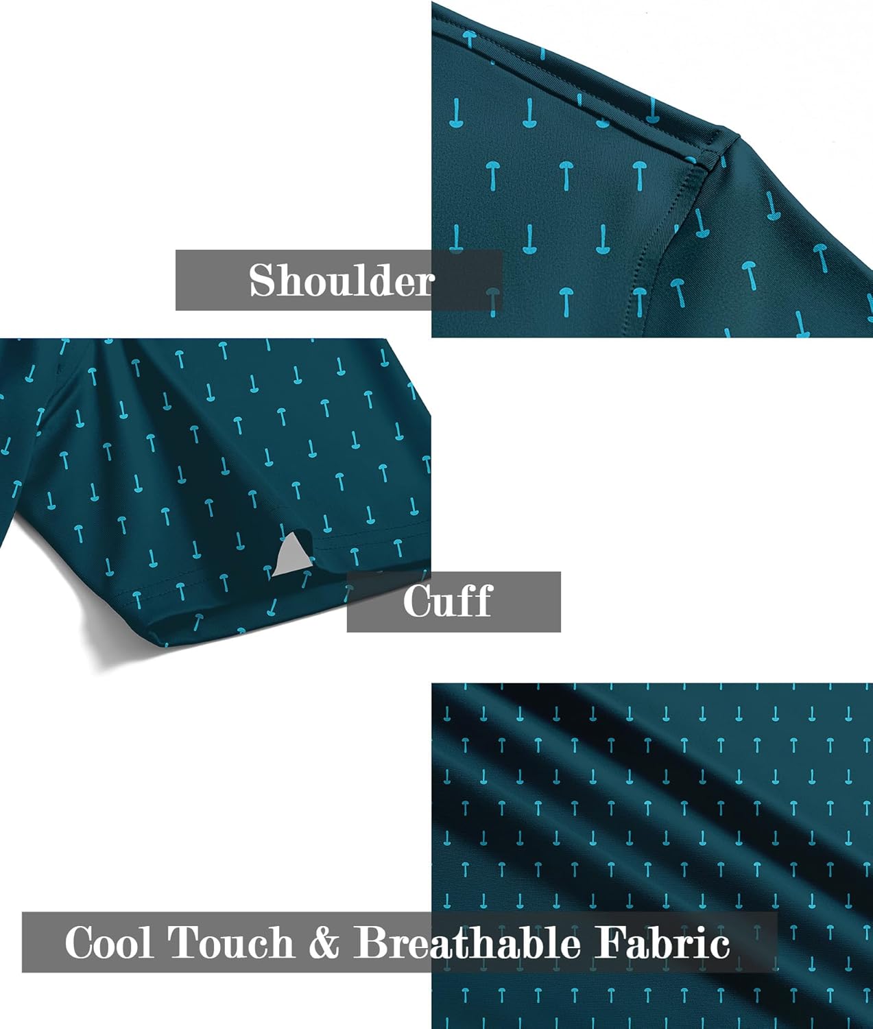 ZITY Men's Golf Polo Shirt - Short Sleeve Moisture-Wicking Performance with Stylish Print Patterns