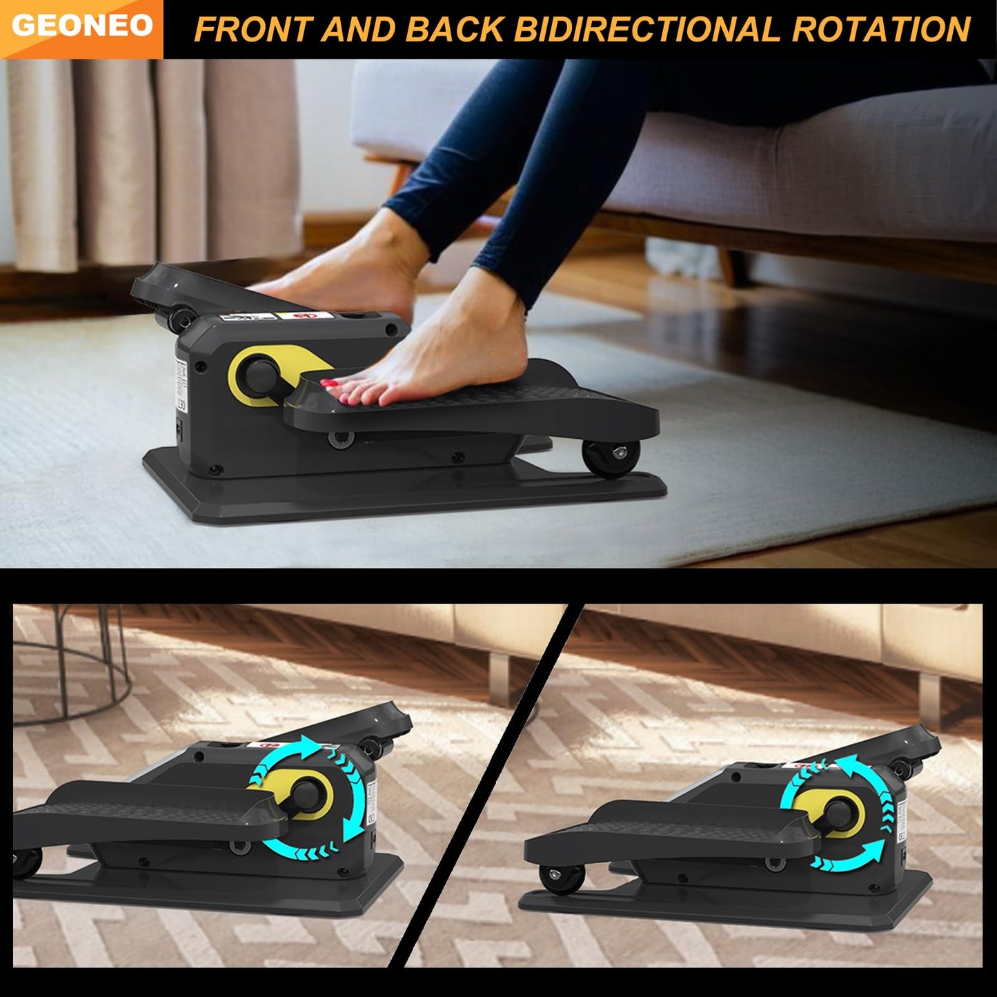Under Desk Elliptical Machine, Electric Elliptical Exerciser for Senior, Quiet & Small Electric Seated Pedal Exerciser for Home with Display Monitor, Remote Control & 12 Adjustable Speeds (Black)