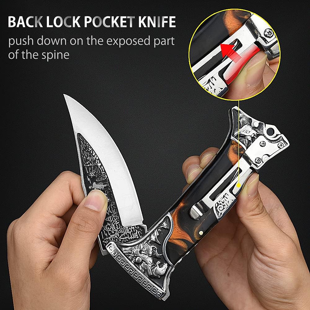 NedFoss TIGER ROAR Pocket Knife - Unique 3.5-Inch Engraved Folding Knife with Holster | Perfect Gift for Men