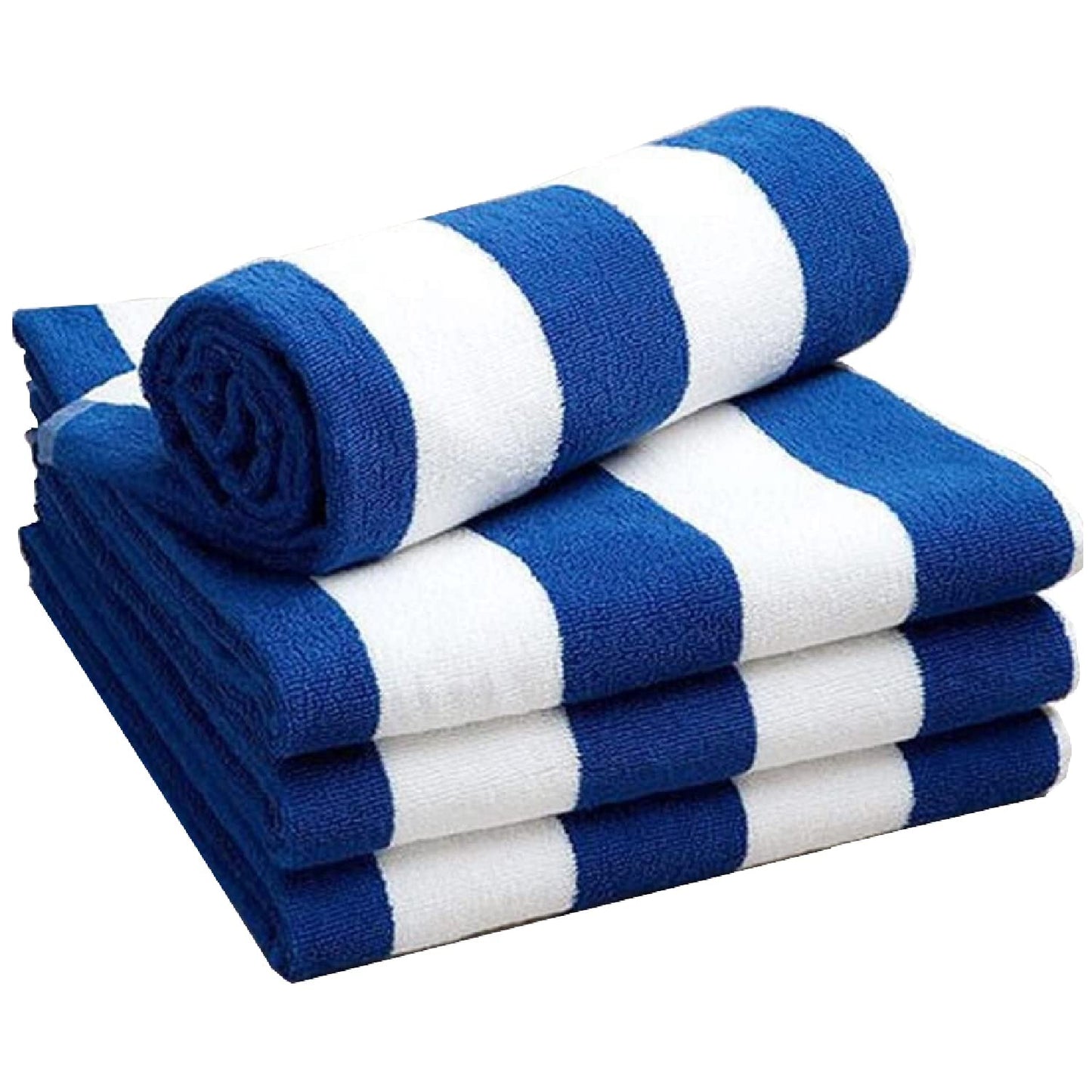 Kemp USA Beach Towel – Soft, Absorbent, and Durable 80% Cotton, 20% Polyester Towel for Pool, Beach, Travel, Outdoor Use – Blue & White Stripes, 60" x 28", Ideal for Adults, Teens, and Families