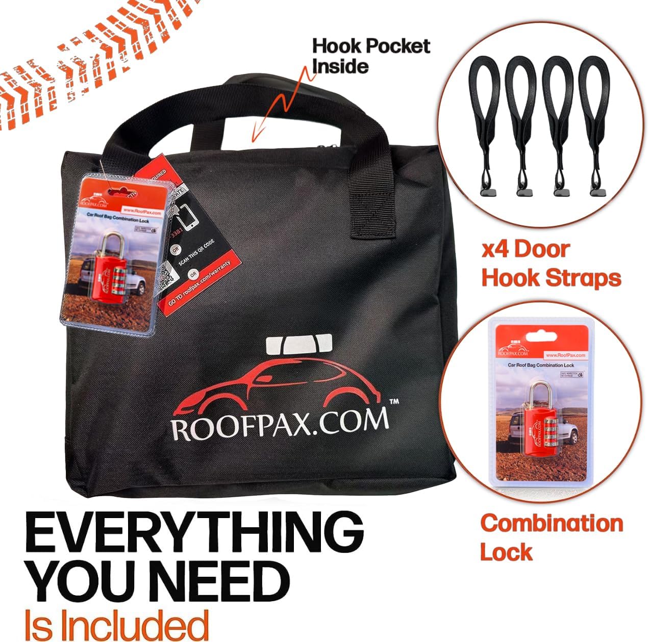 RoofPax Expandable Rooftop Cargo Carrier Bag - Waterproof 15/19 Cft Storage with Double Zippers & Heavy-Duty Straps