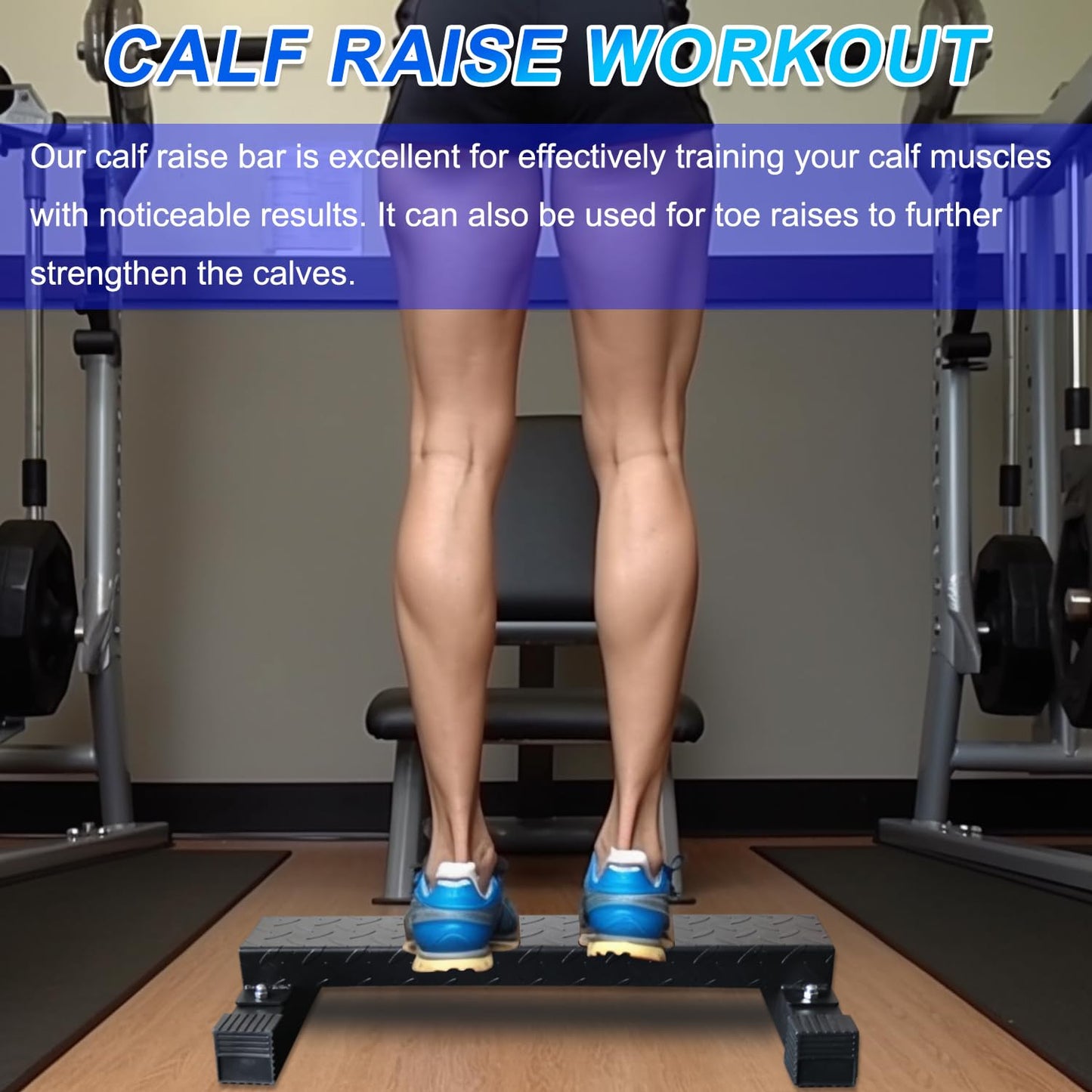 4.1-Inch High Steel Calf Raise Bar – Wide Calf Raise Machine for Stretching, Squats, and Foot Stretching – Anti-Slip Solid Steel Block for Enhanced Stability