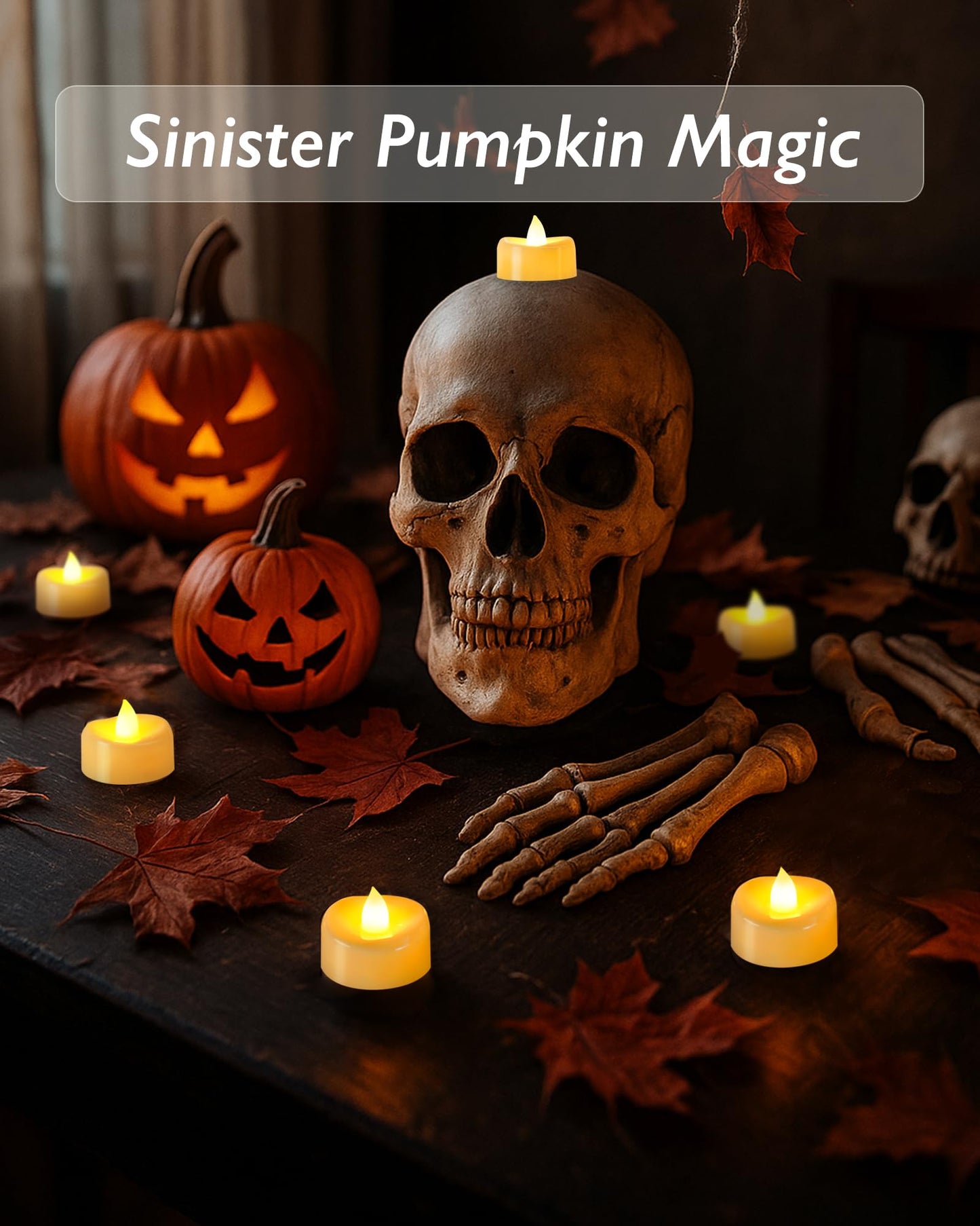 Raycare 24 Pack LED Tea Lights Battery Operated, 200+Hour Flickering Votive Candles, Realistic Fake Flameless TeaLights for Wedding Party Halloween Thanksgiving Christmas Decorations,Ivory Base