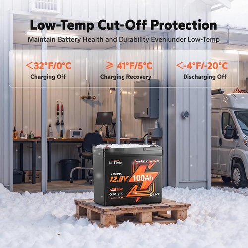 Litime 12V 100Ah Xtra Mini LiFePO4 Battery - Bluetooth, 15000 Deep Cycle, 100A BMS & Low Temp Protection for RVs & Marine