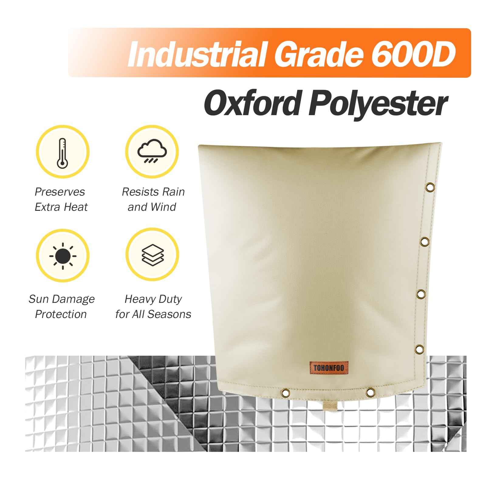 2-Way Opening Backflow Preventer Pipe Insulation Cover (5°F) - Irrigation Sprinkler Valve Cover - Water Well Pump Cover - Sturdy 5 Layers for Winter Freeze Protection (14" W x 18" H, Beige