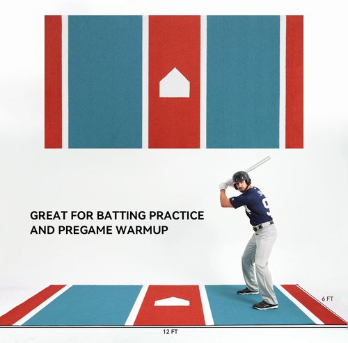 GSK Baseball Hitting Mat - Dual Color Turf Batting Practice Mats | 6x12 FT & 3.8x10 FT Sizes