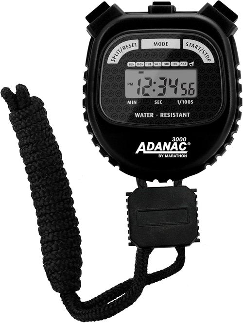 Marathon Adanac 3000 Digital Stopwatch Timer - High Precision Accuracy, Water & Shock Resistant, Black
