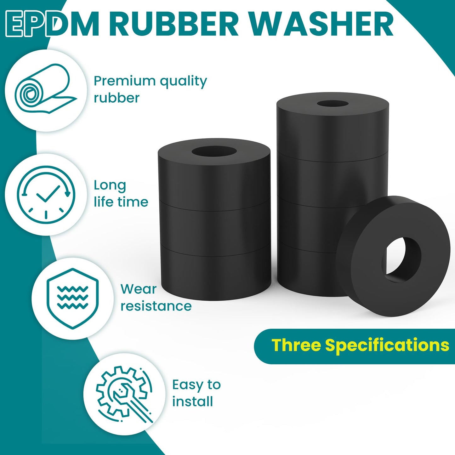 DALQUIS 24Pcs 3 Sizes Multi-Purpose Rubber Spacers Kit, 1 Inch OD Anti-Vibration Bushings Spacers Washers for Cars, Motors, Home