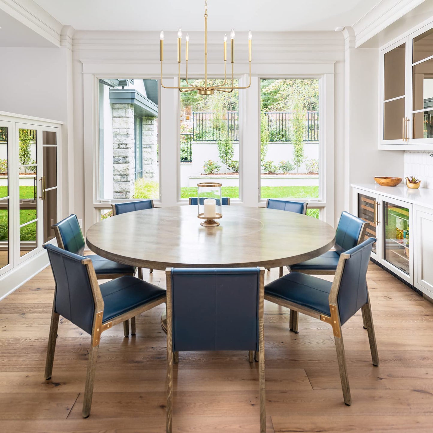 ALISADABOY Spray Gold Chandeliers for Dining Room 26.2'' Modern Farmhouse Candle Chandelier 6-Light Rustic Pendant Lighting Fixture Industrial Ceiling Light for Living Room Foyer Entryway Kitchen