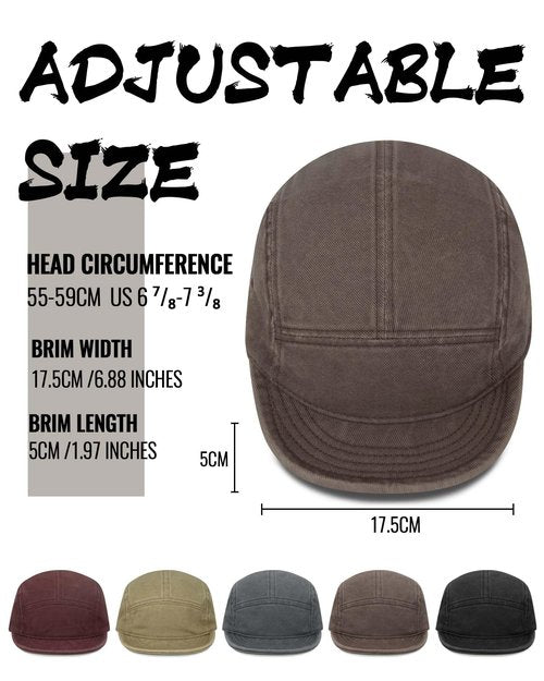 Clakllie Cotton 5 Panel Hats Hip Hop Short Brim Hats for Women Men Soft Golf Dad Hats Low Profile Trucker Cap with Adjustable,BSAD2514-Brown