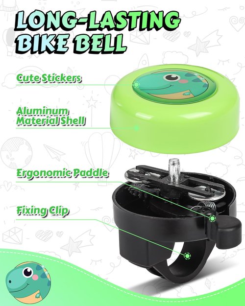 VICTGOAL Bike Bell for Kids with Loud Clear Sound, Bicycle Bell Scooter Bike Horn Ringtone Alert Cute Cycling for Toddler Children Boys Girls (Green)