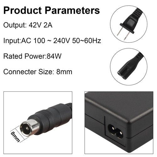 42V 2Amp Charger for Segway ES1 ES1L ES2 ES4 E22 E25 F20 F30 F40 Plus/MAX G30LP, Xiaomi M365, Pro/Pro2 Lime, Lime-S, Bird, Aovo pro/Aovopro, Bird, Volpam, Skip, Spin and Hiboy S2R